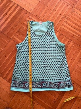 Sleeveless Mint Green Block print Summer Top